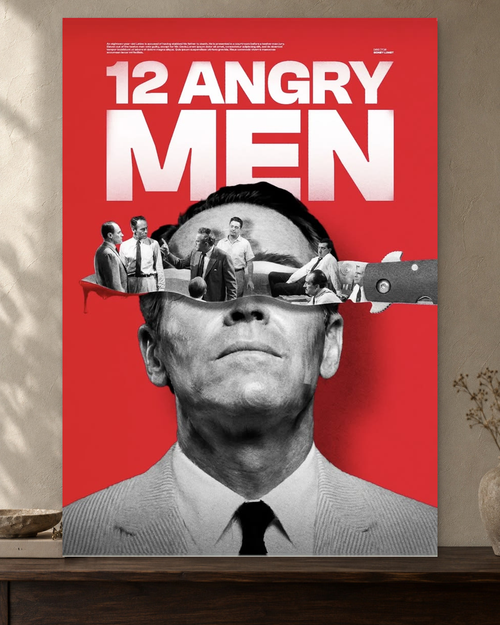 12 Angry Men — Jury Room Poster — featured full-bleed poster mockup in the current warm greige room