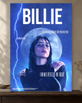 Billie Eilish — Immersed in Blue Poster — featured full-bleed poster mockup in the current warm greige room