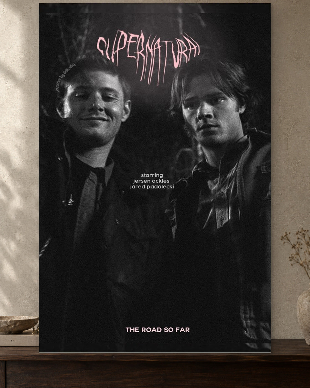 Supernatural — The Road So Far Poster — featured full-bleed poster mockup in the current warm greige room