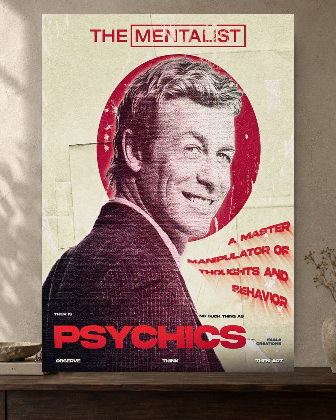 The Mentalist — Master Manipulator Poster — featured full-bleed poster mockup in the current warm greige room