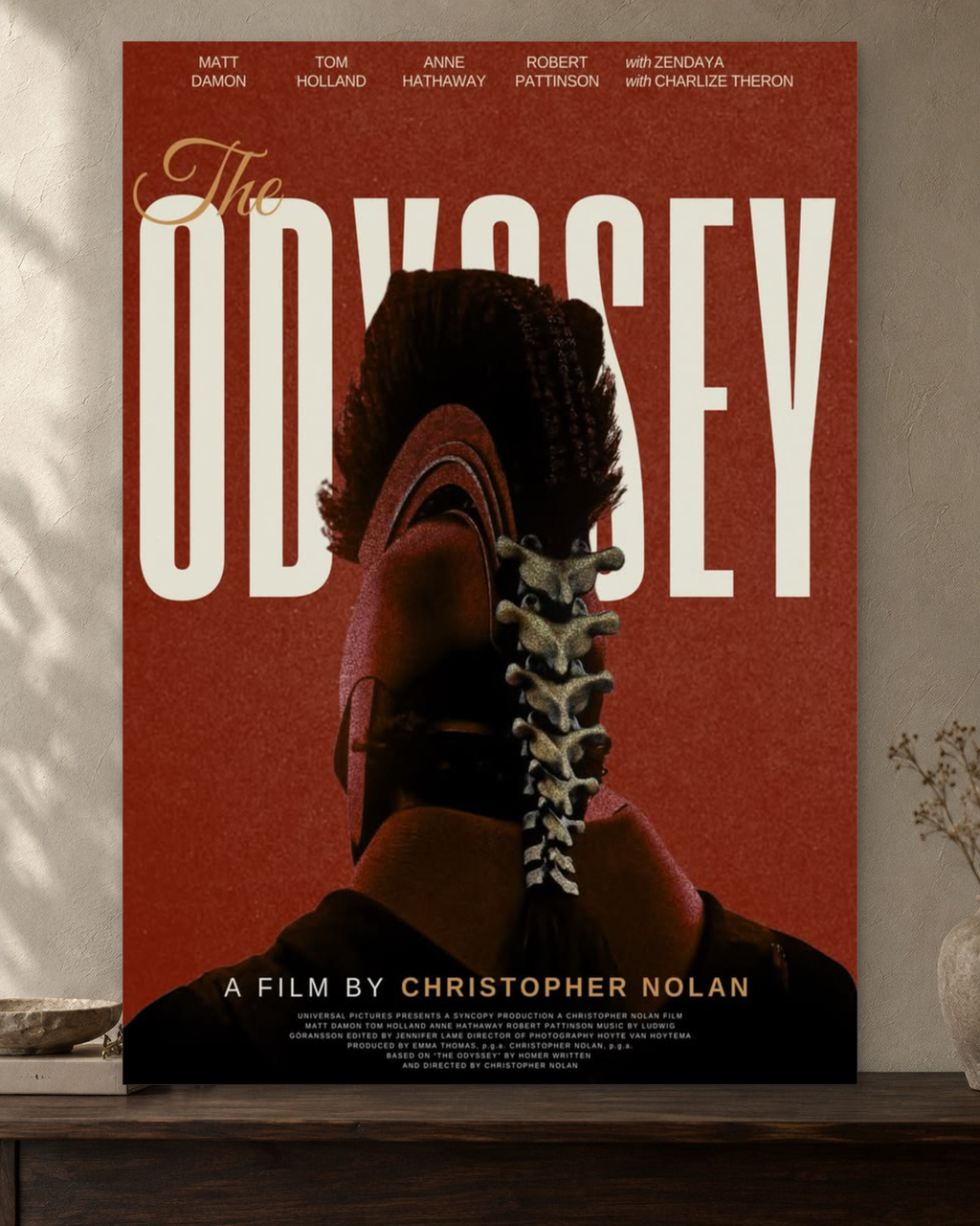 The Odyssey — Journey Home Poster — featured full-bleed poster mockup in the current warm greige room