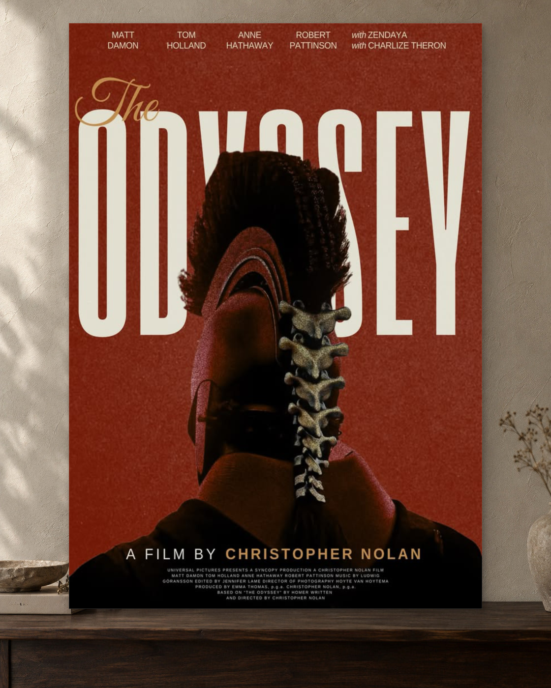 The Odyssey — Journey Home Poster — featured full-bleed poster mockup in the current warm greige room