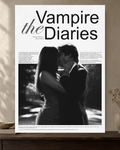 The Vampire Diaries — Damon and Elena Poster — featured full-bleed poster mockup in the current warm greige room