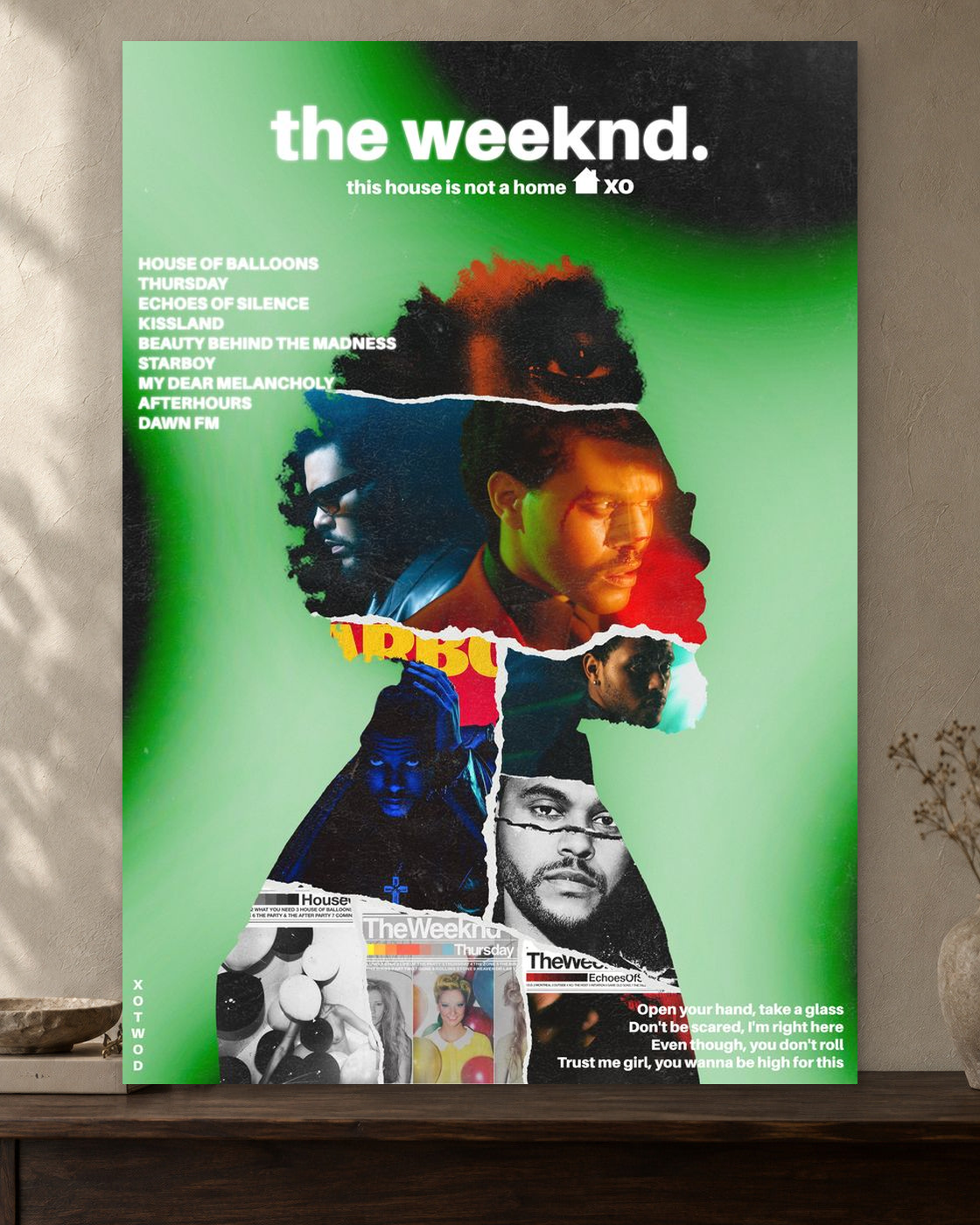 The Weeknd — This House Is Not a Home Poster — featured full-bleed poster mockup in the current warm greige room