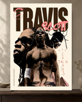 Travis Scott — Cactus Jack Collage Poster — featured full-bleed poster mockup in the current warm greige room