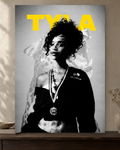 Tyla — Monochrome Portrait Poster — featured full-bleed poster mockup in the current warm greige room