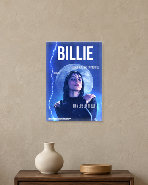 Billie Eilish — Immersed in Blue Poster — A4 unframed poster mockup