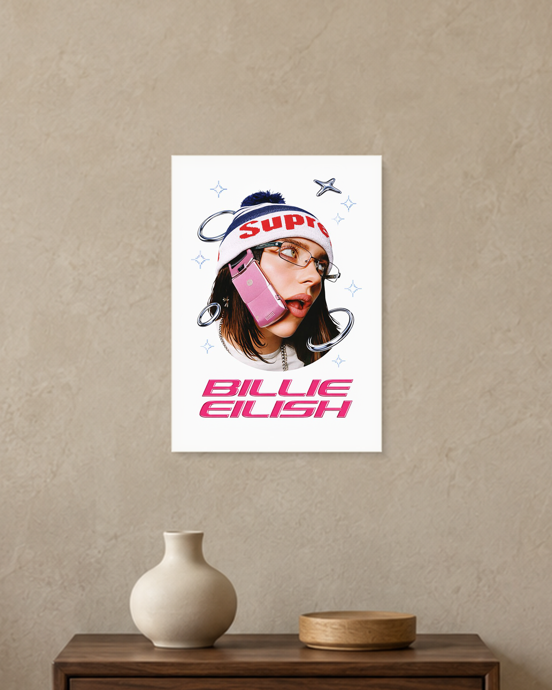 Billie Eilish — Y2K Supreme Poster — A4 unframed poster mockup