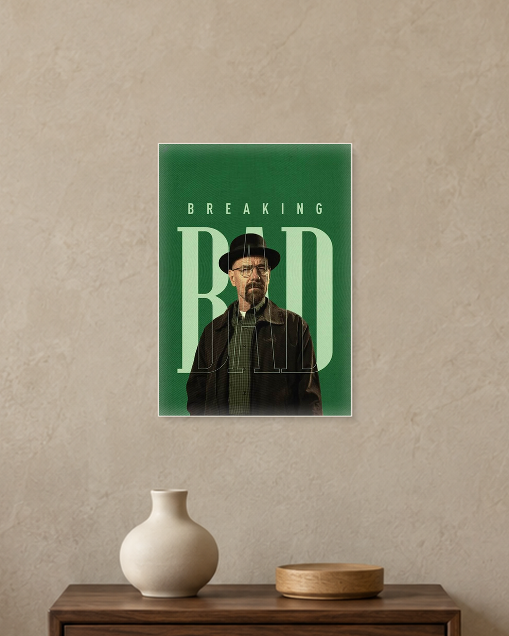 Breaking Bad — Heisenberg Green Poster — A4 unframed poster mockup