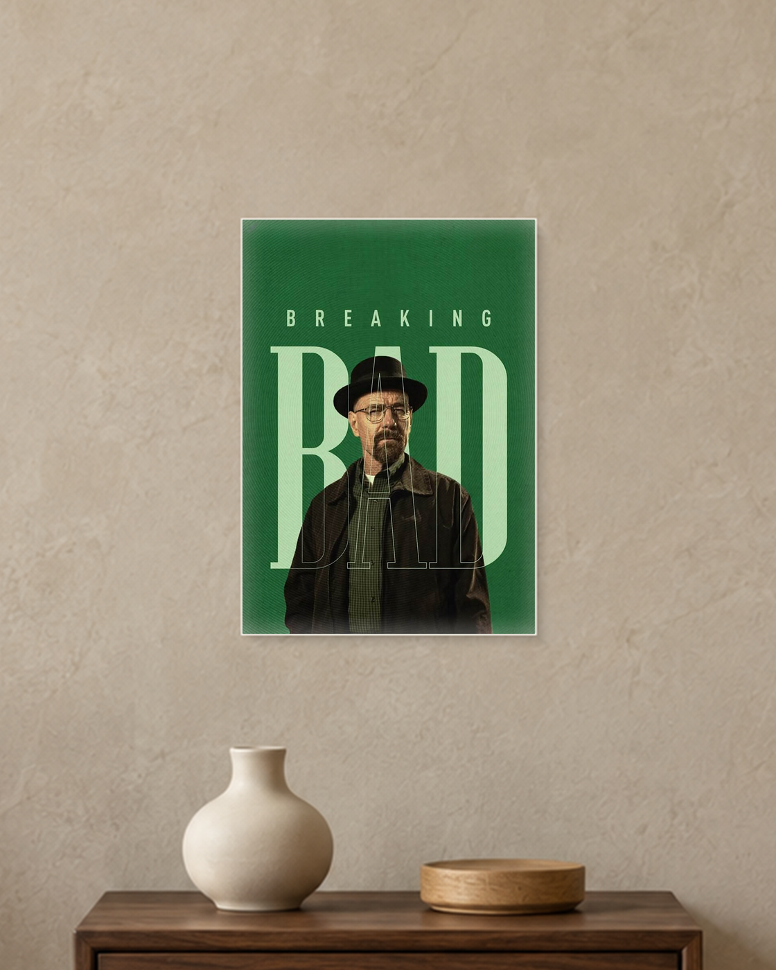 Breaking Bad — Heisenberg Green Poster — A4 unframed poster mockup