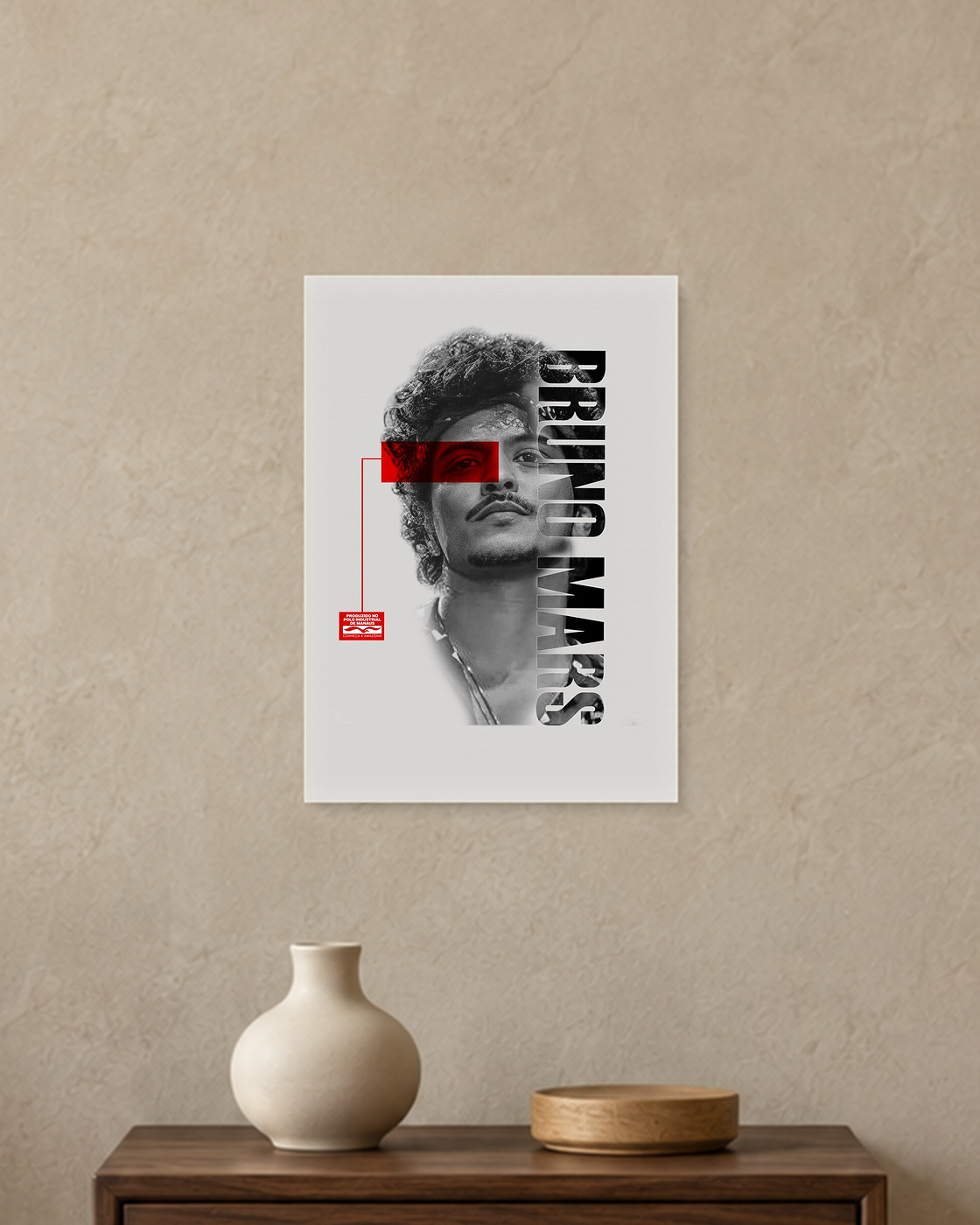 Bruno Mars — Red Vision Poster — A4 unframed poster mockup