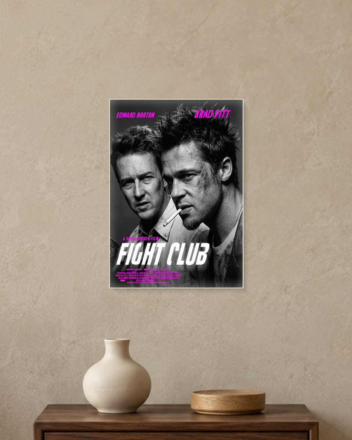 Fight Club — Mischief, Mayhem, Soap Poster — A4 unframed poster mockup