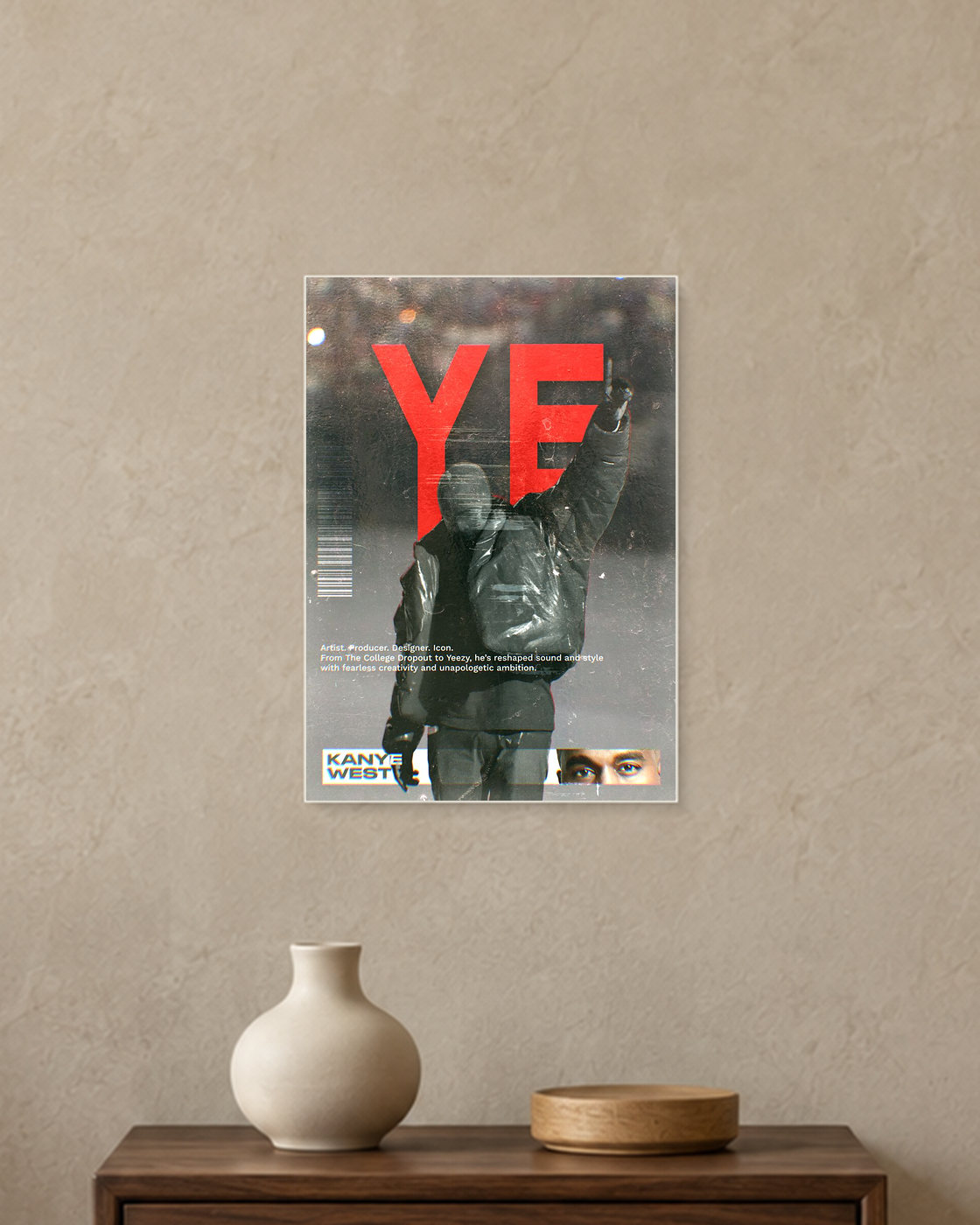 Kanye West — Ye Red Poster — A4 unframed poster mockup
