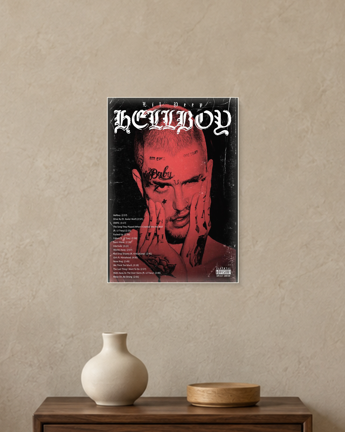 Lil Peep — Hellboy Poster — A4 unframed poster mockup