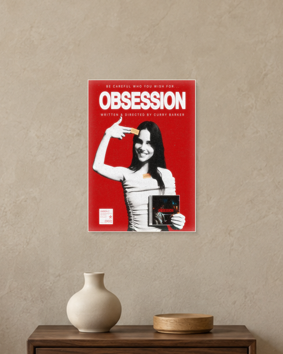 Obsession — Be Careful What You Wish For Poster — A4 unframed poster mockup