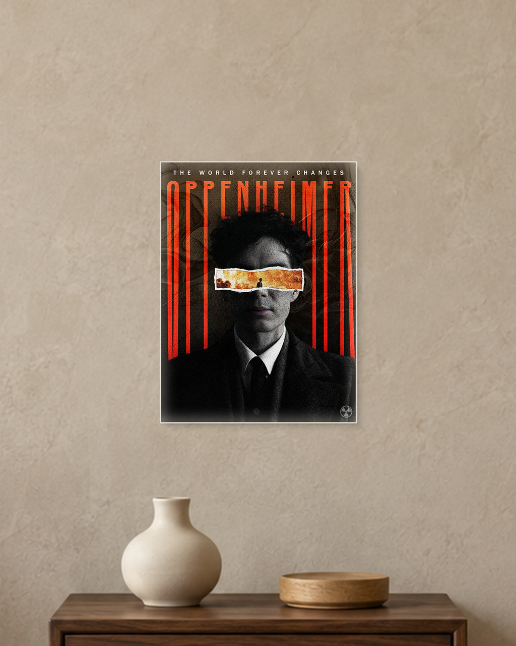 Oppenheimer — The World Forever Changes Poster — A4 unframed poster mockup
