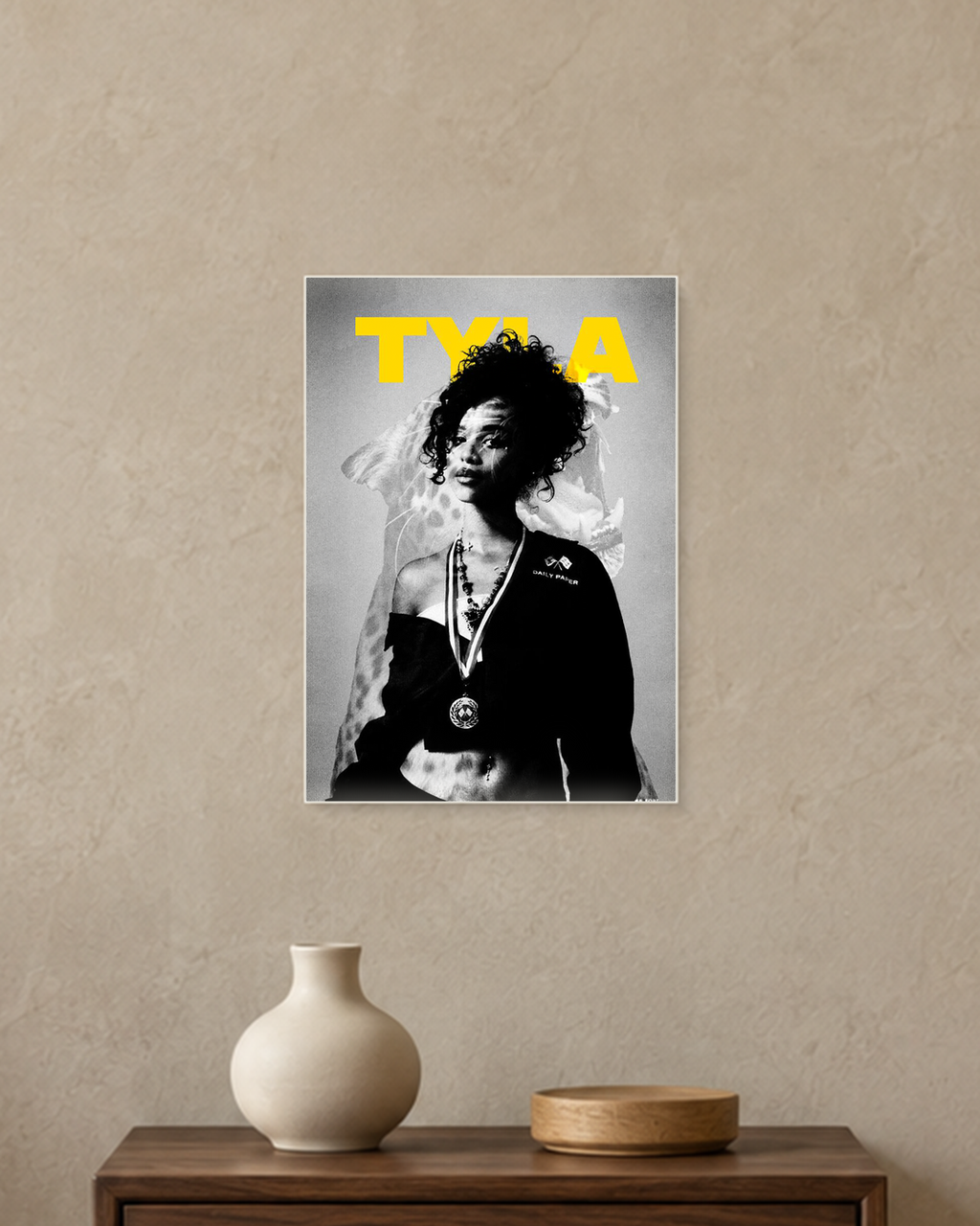 Tyla — Monochrome Portrait Poster — A4 unframed poster mockup