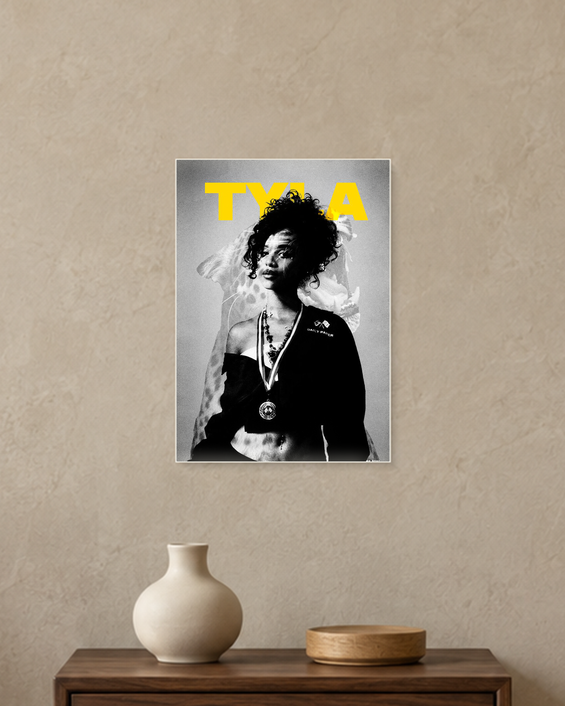 Tyla — Monochrome Portrait Poster — A4 unframed poster mockup