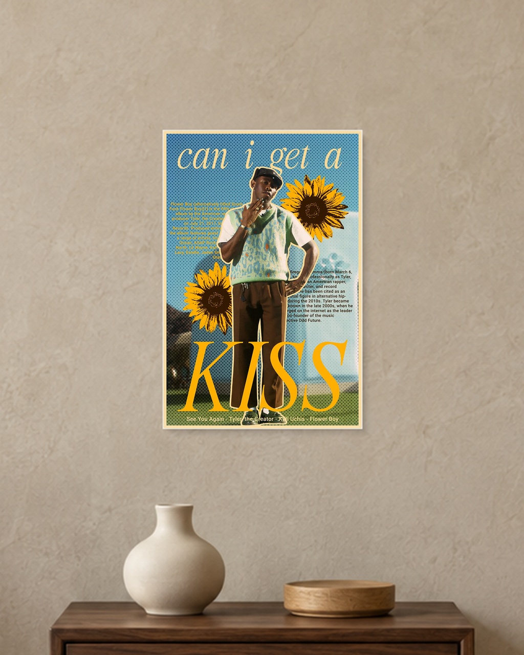 Tyler, the Creator — Flower Boy Kiss Poster — A4 unframed poster mockup