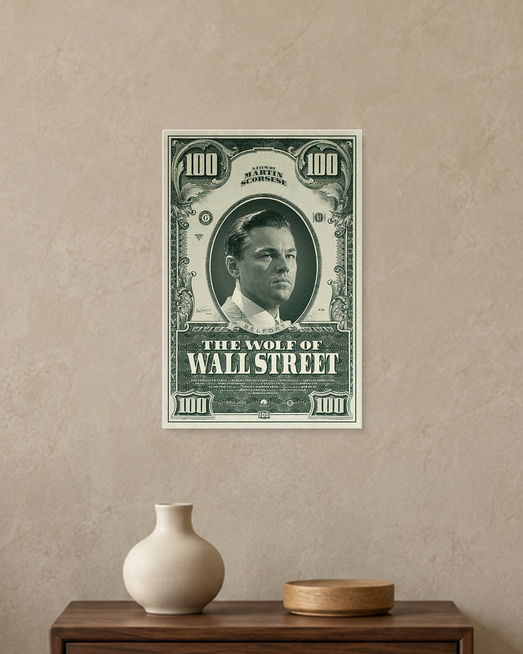 The Wolf of Wall Street — Hundred Dollar Poster — A4 unframed poster mockup