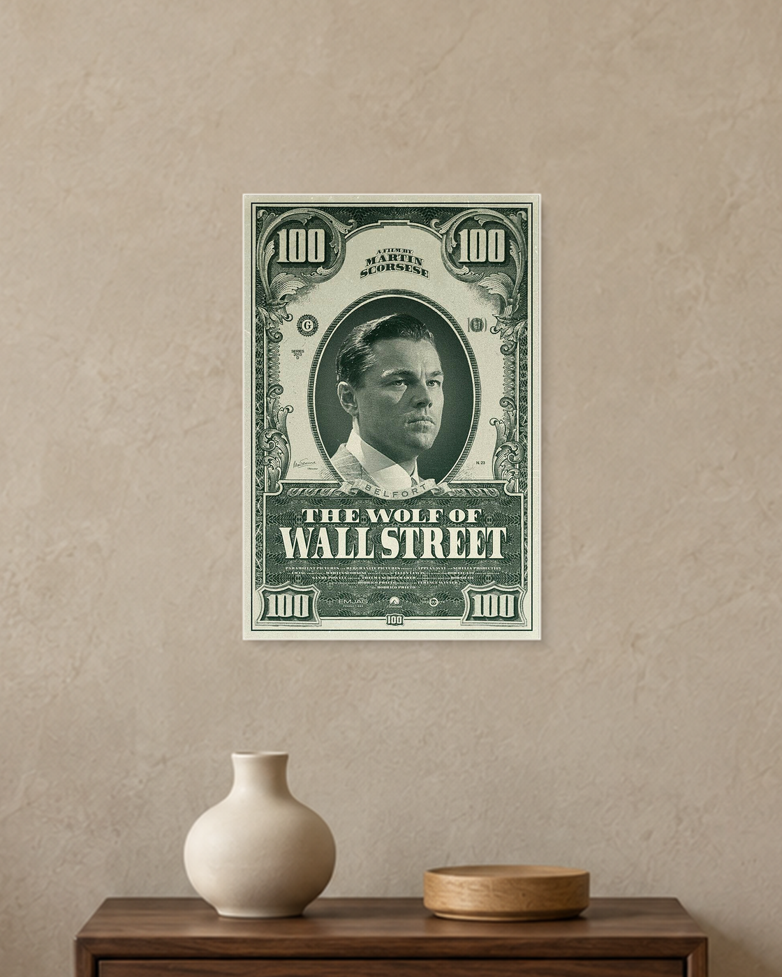 The Wolf of Wall Street — Hundred Dollar Poster — A4 unframed poster mockup