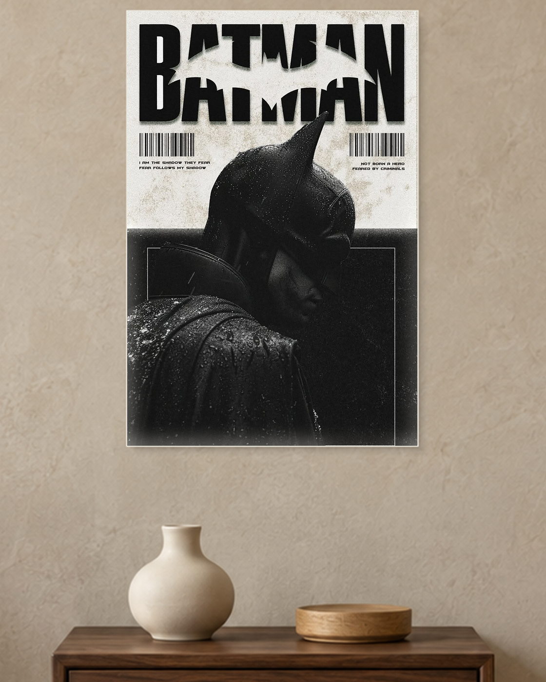 Batman — Dark Knight Shadow Poster — A3 unframed poster mockup