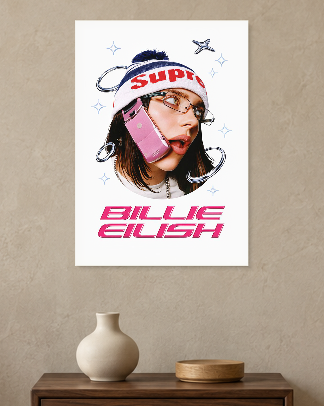 Billie Eilish — Y2K Supreme Poster — A3 unframed poster mockup