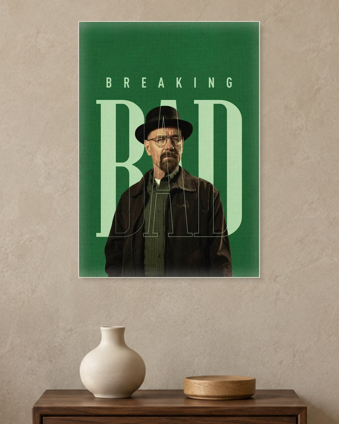 Breaking Bad — Heisenberg Green Poster — A3 unframed poster mockup