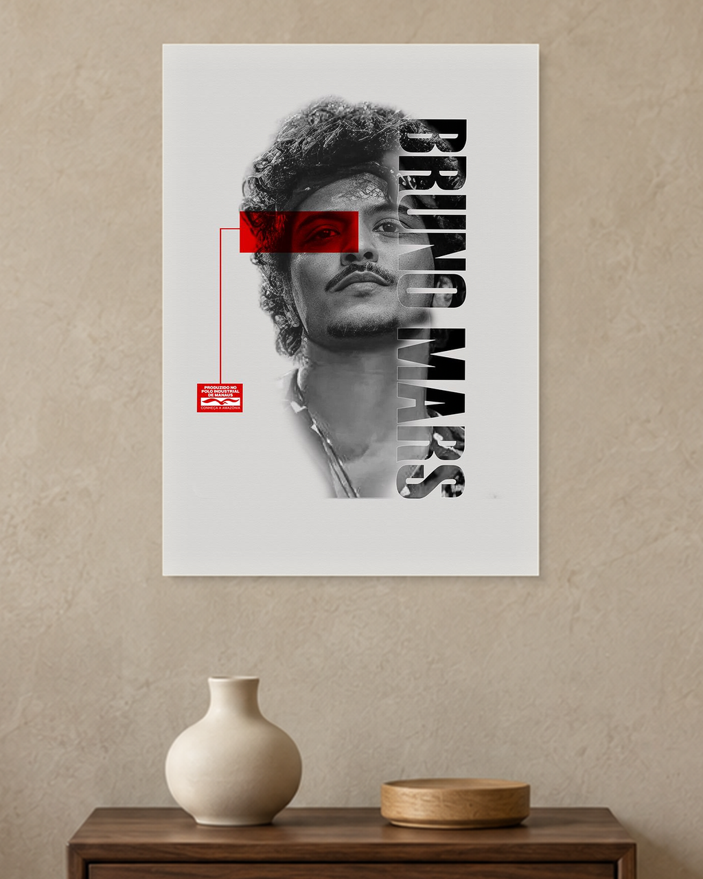 Bruno Mars — Red Vision Poster — A3 unframed poster mockup