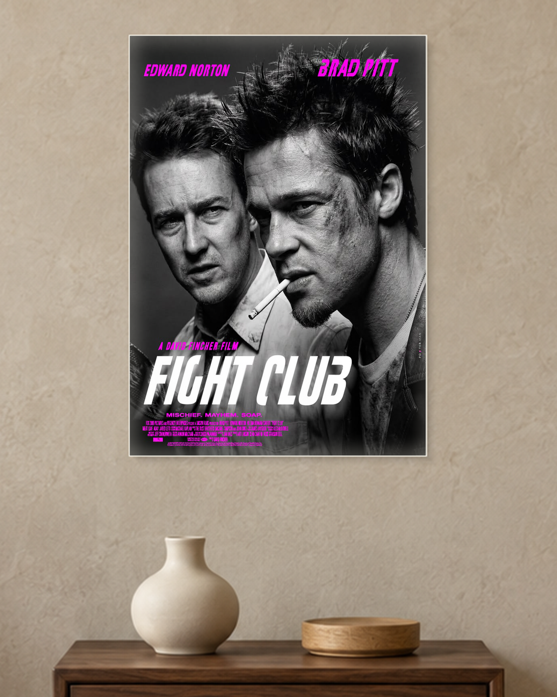 Fight Club — Mischief, Mayhem, Soap Poster — A3 unframed poster mockup