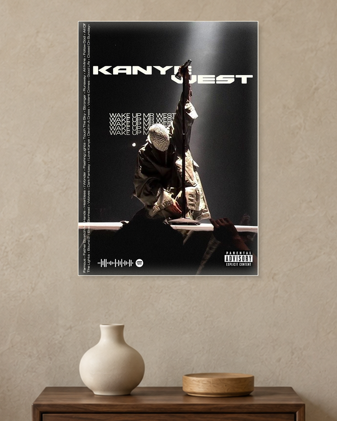 Kanye West — Wake Up Mr West Poster — A3 unframed poster mockup