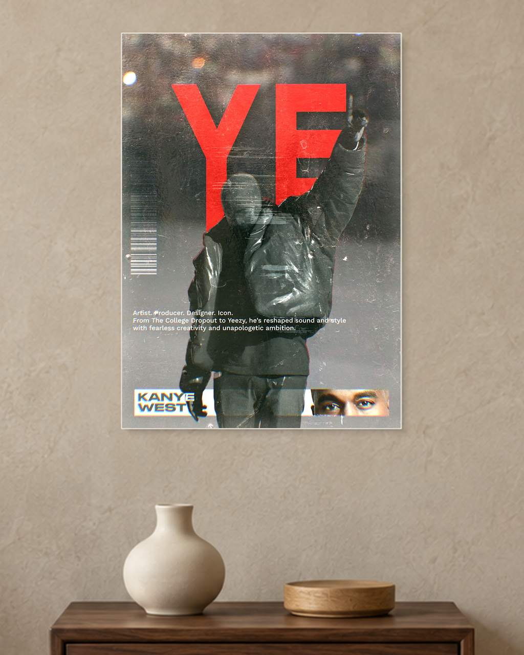 Kanye West — Ye Red Poster — A3 unframed poster mockup