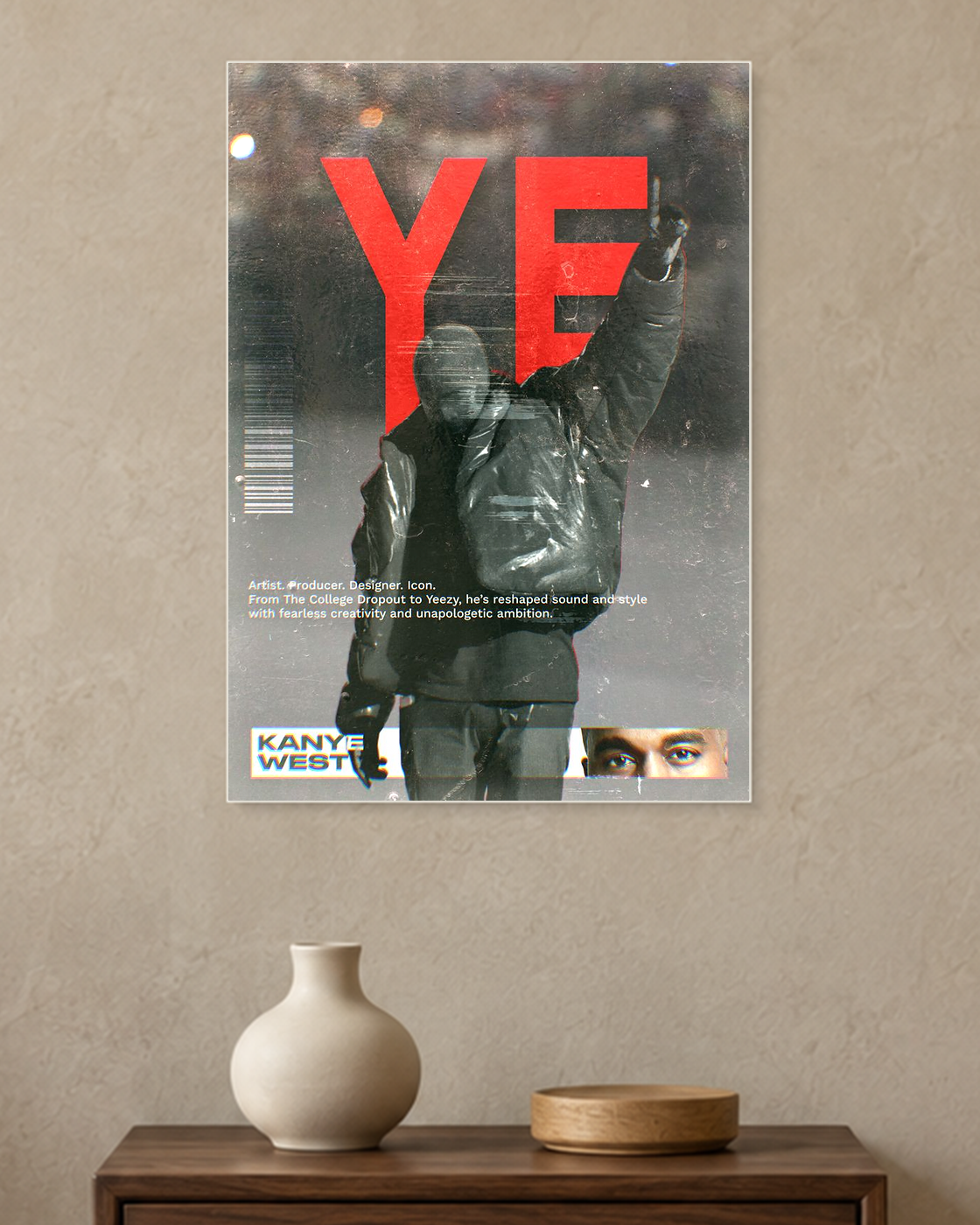 Kanye West — Ye Red Poster — A3 unframed poster mockup
