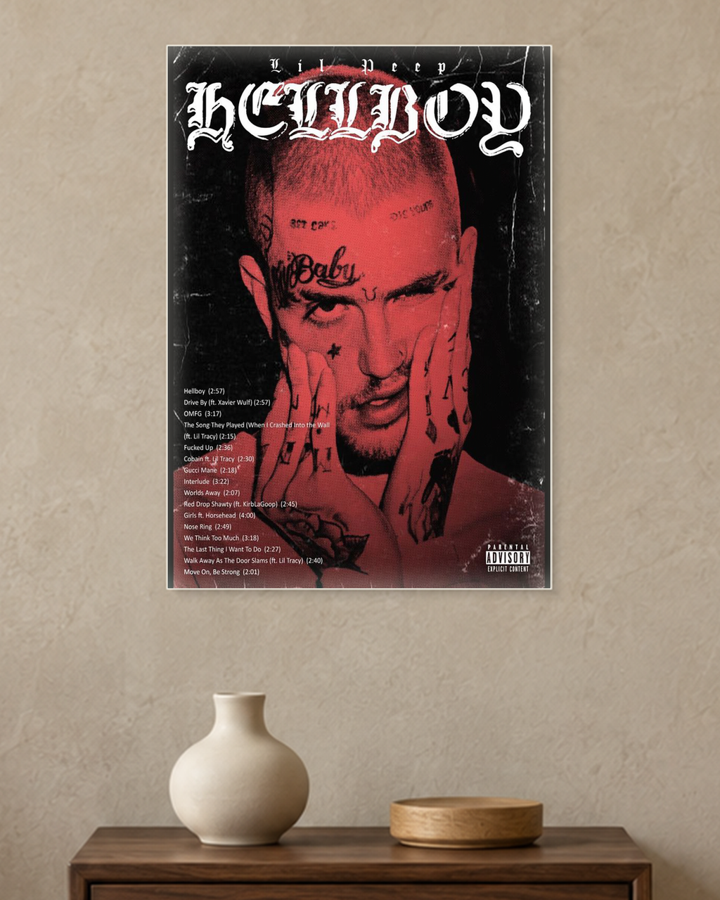 Lil Peep — Hellboy Poster — A3 unframed poster mockup
