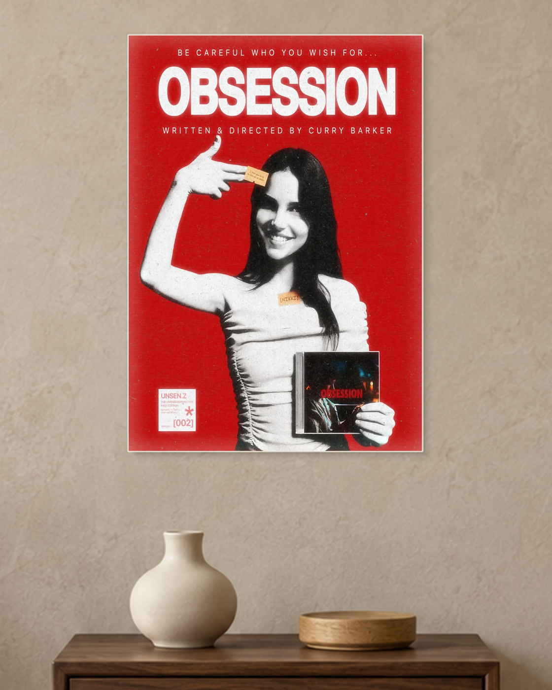 Obsession — Be Careful What You Wish For Poster — A3 unframed poster mockup