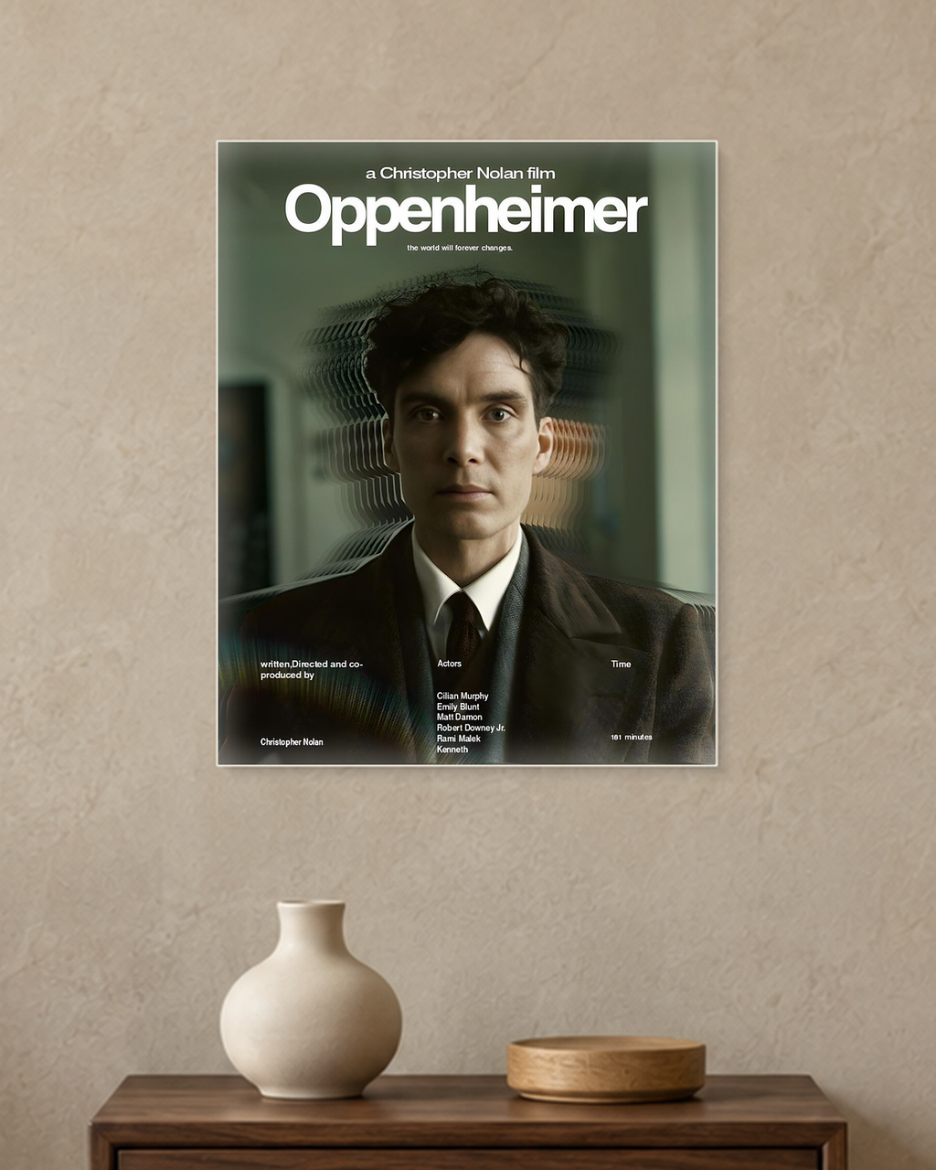 Oppenheimer — Distorted Portrait Poster — A3 unframed poster mockup