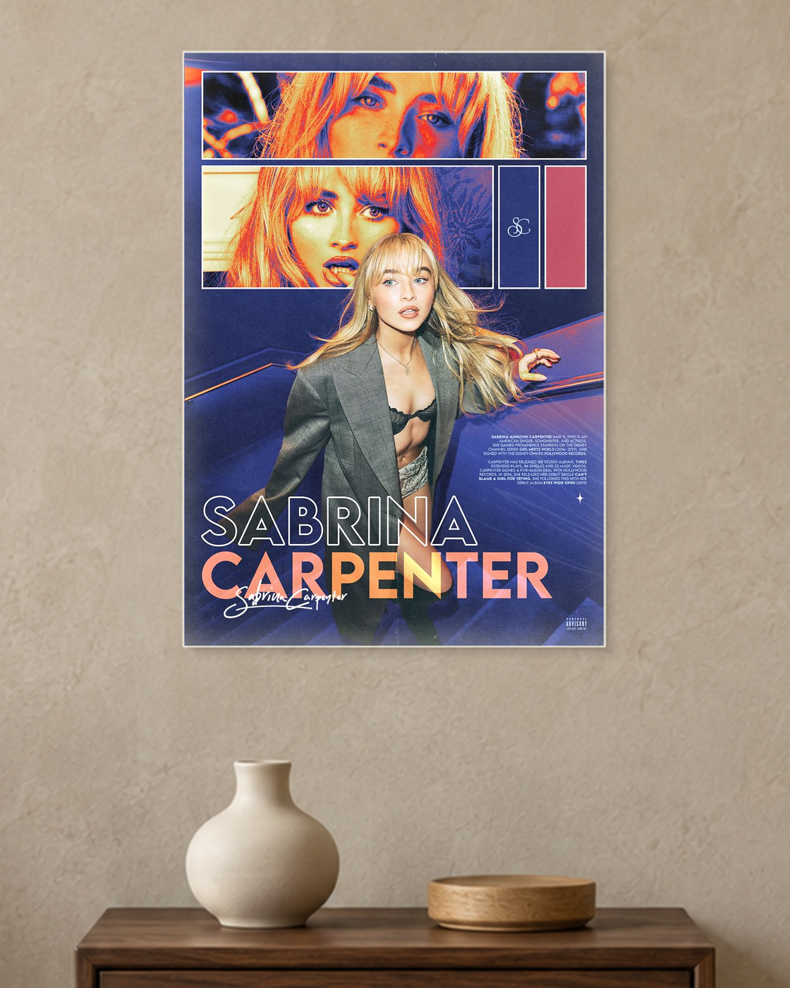 Sabrina Carpenter — Short n' Sweet Editorial Poster — A3 unframed poster mockup