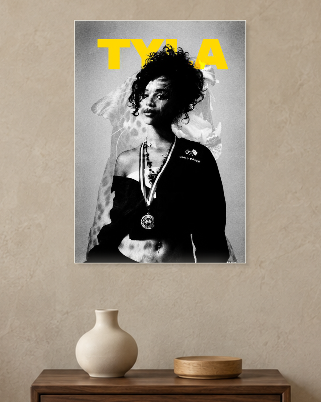 Tyla — Monochrome Portrait Poster — A3 unframed poster mockup