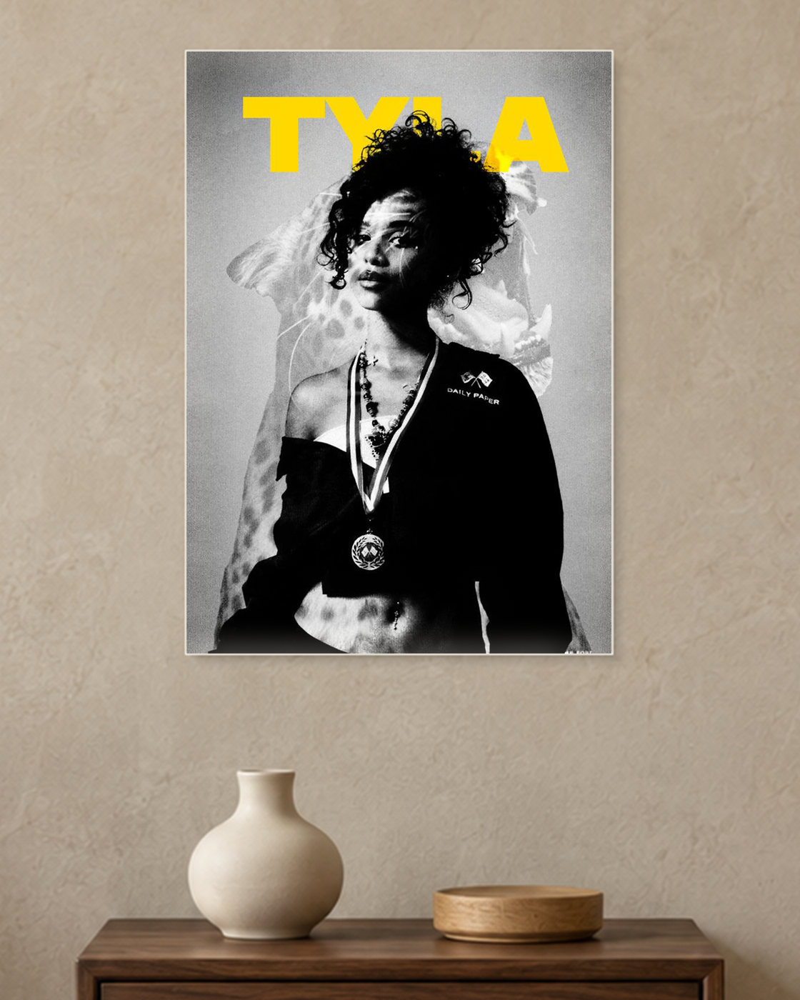 Tyla — Monochrome Portrait Poster — A3 unframed poster mockup