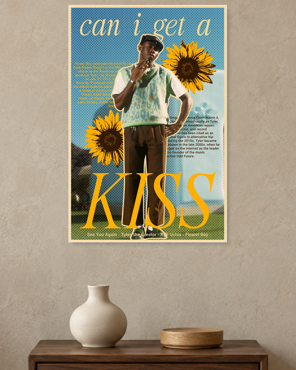 Tyler, the Creator — Flower Boy Kiss Poster — A3 unframed poster mockup