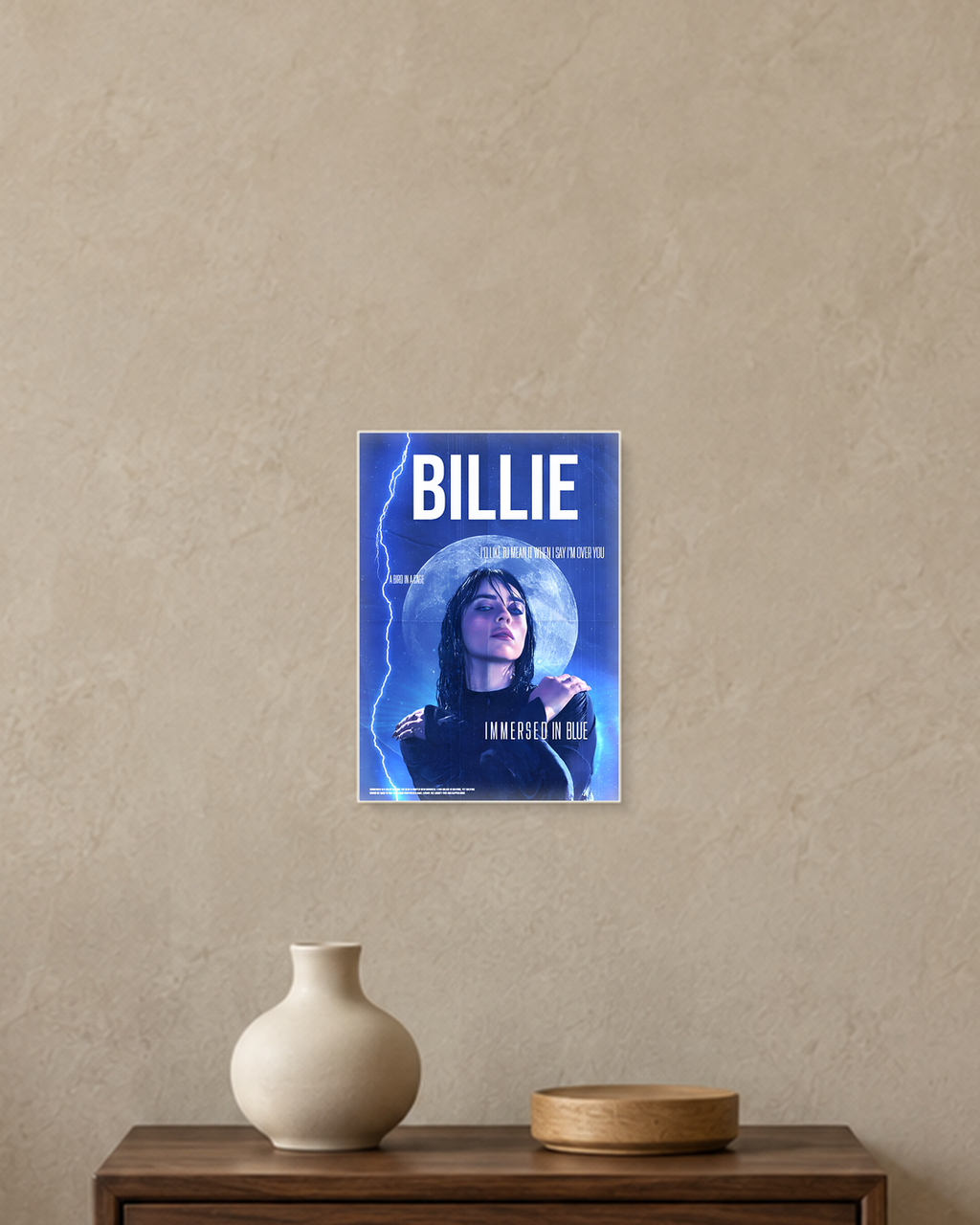 Billie Eilish — Immersed in Blue Poster — A5 unframed poster mockup