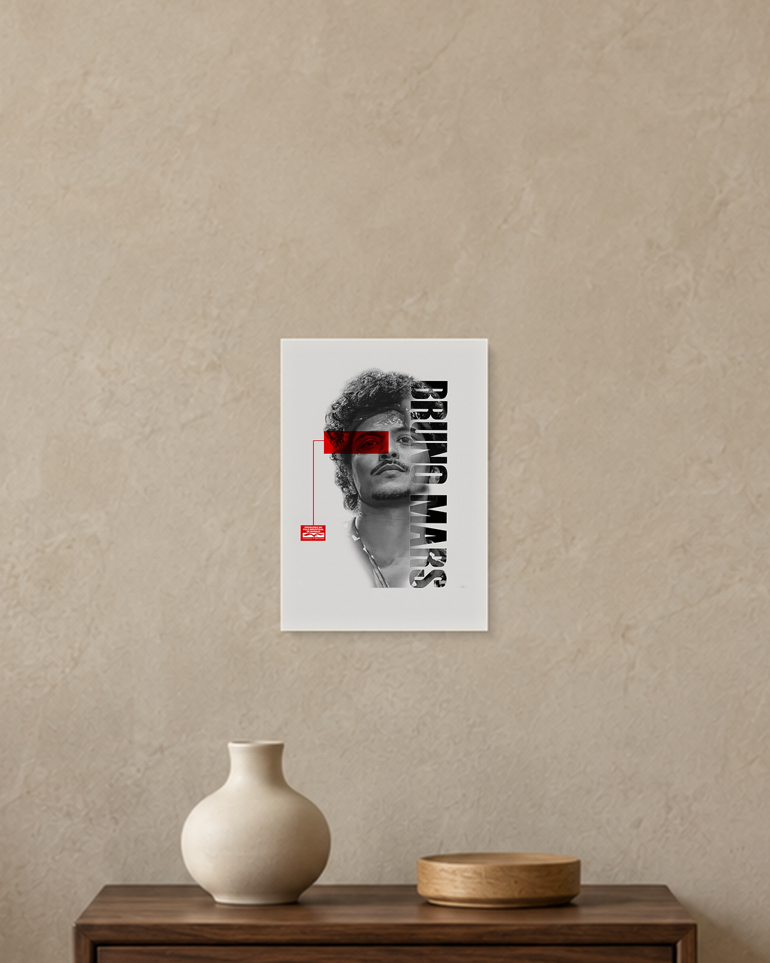 Bruno Mars — Red Vision Poster — A5 unframed poster mockup