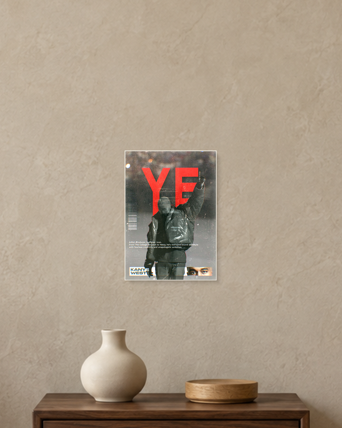 Kanye West — Ye Red Poster — A5 unframed poster mockup