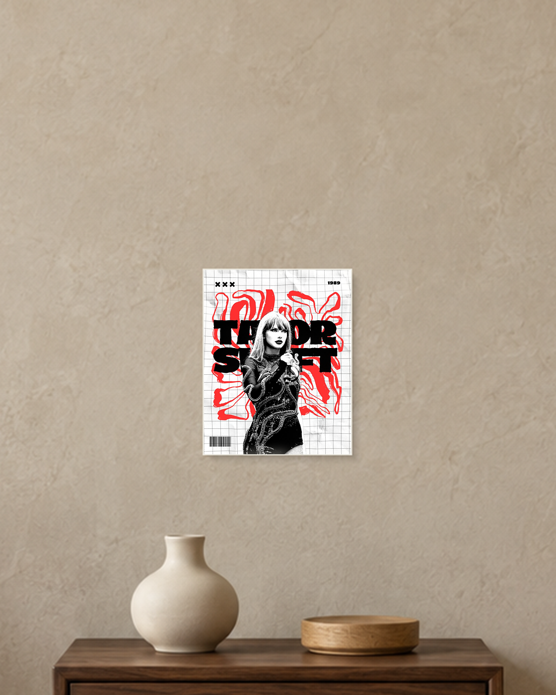Taylor Swift — Red Grid Poster — A5 unframed poster mockup