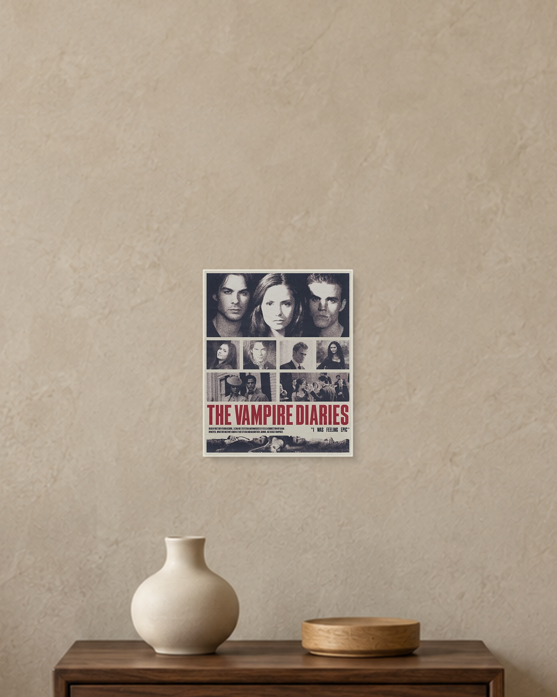 The Vampire Diaries — Newspaper Cast Poster — A5 unframed poster mockup