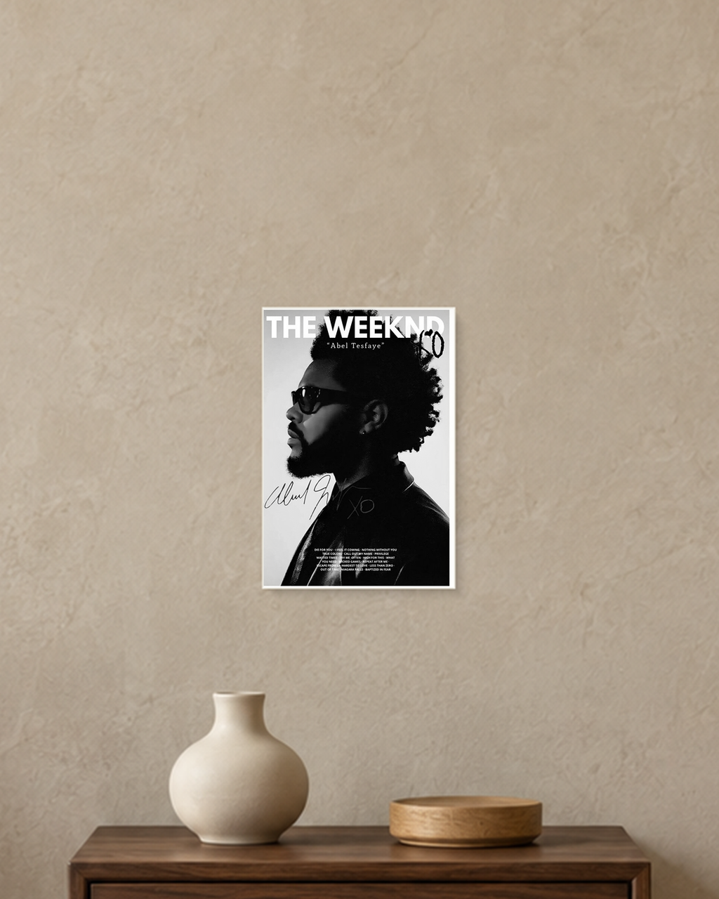 The Weeknd — Abel Tesfaye Monochrome Poster — A5 unframed poster mockup