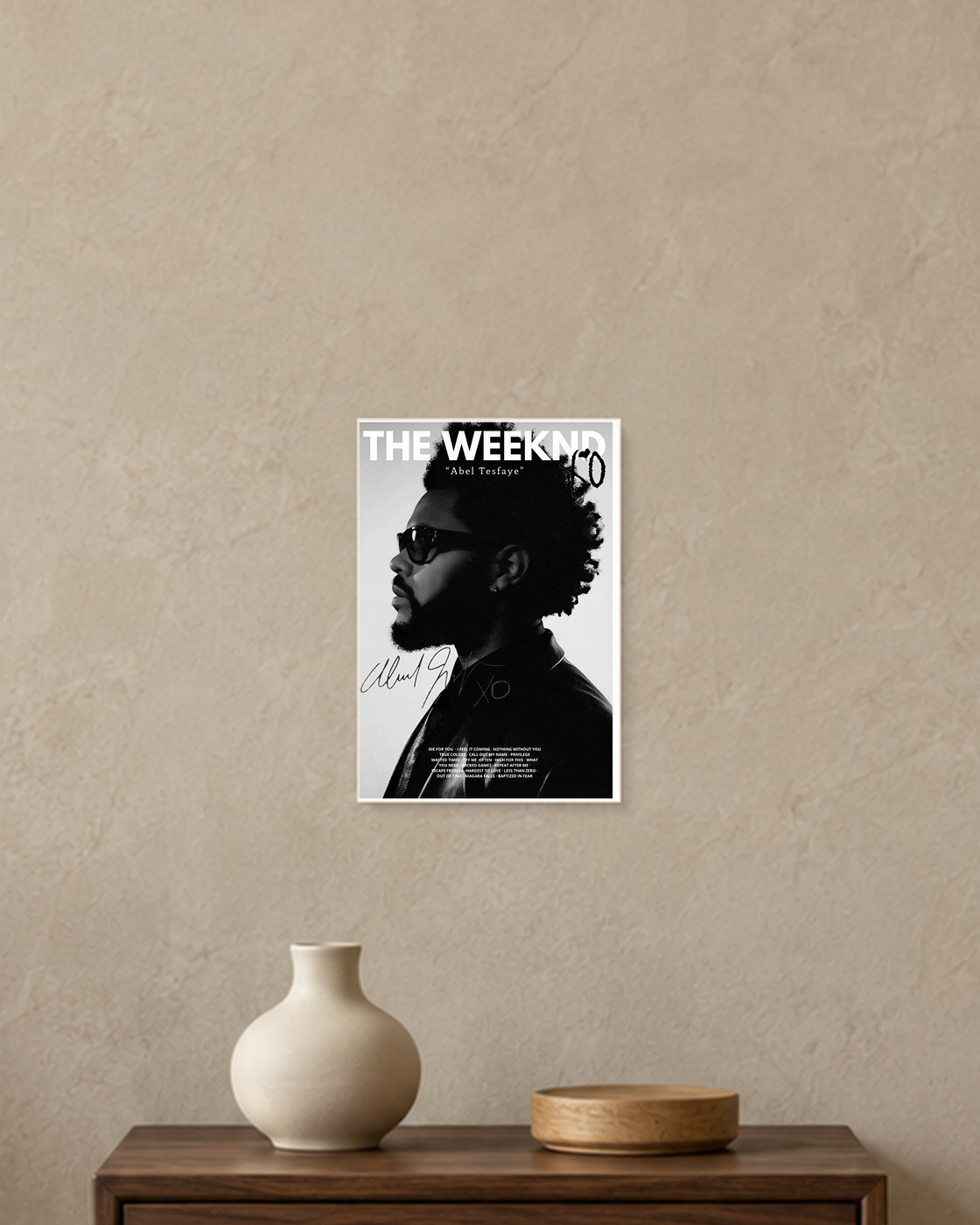 The Weeknd — Abel Tesfaye Monochrome Poster — A5 unframed poster mockup