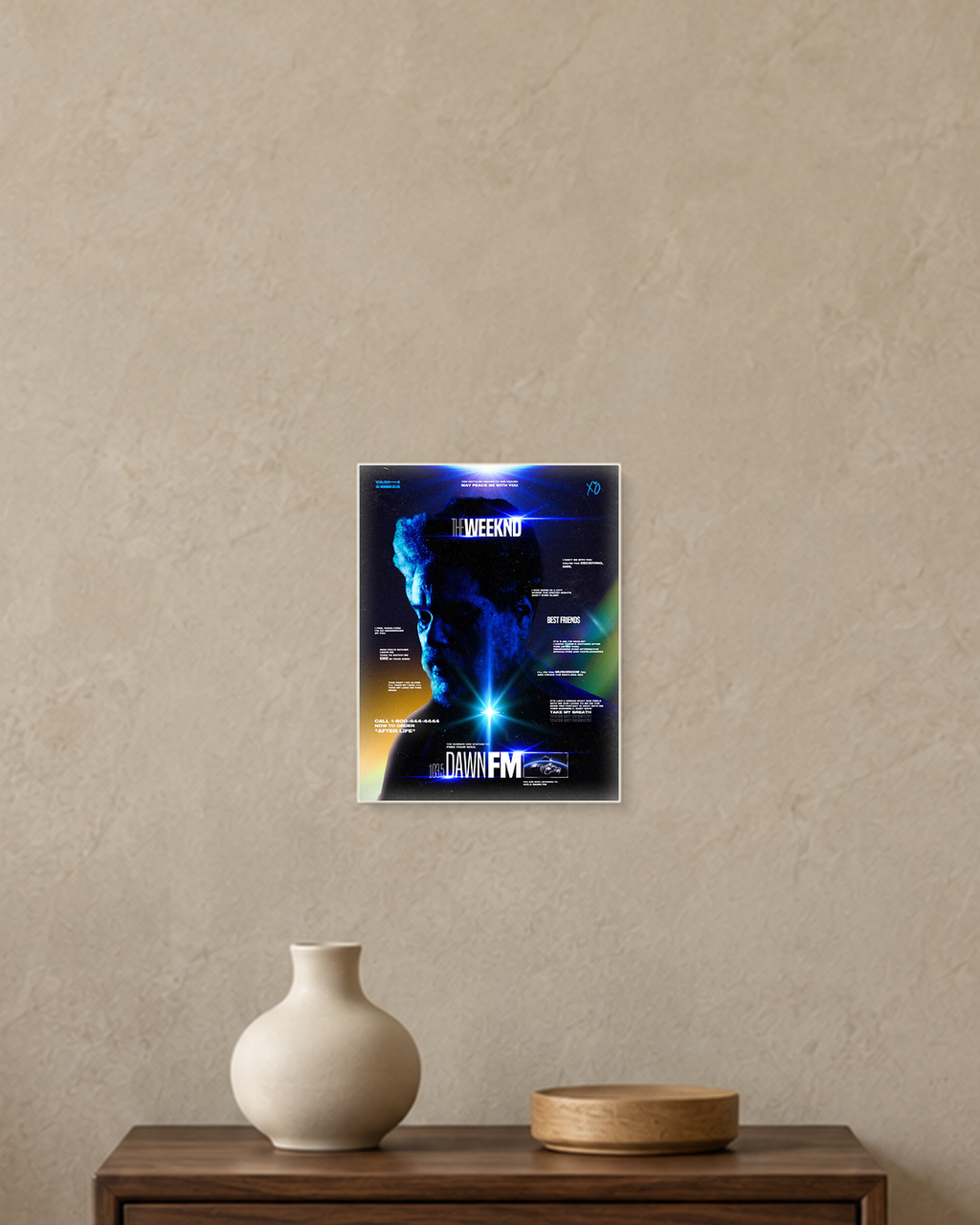 The Weeknd — Dawn FM Blue Poster — A5 unframed poster mockup