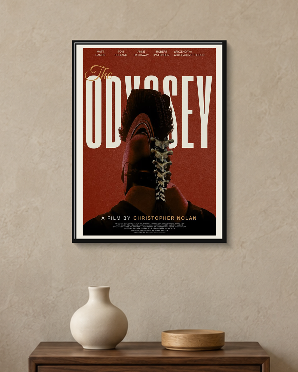 The Odyssey — Journey Home Poster — framed A4 poster mockup with a narrow off-white mat