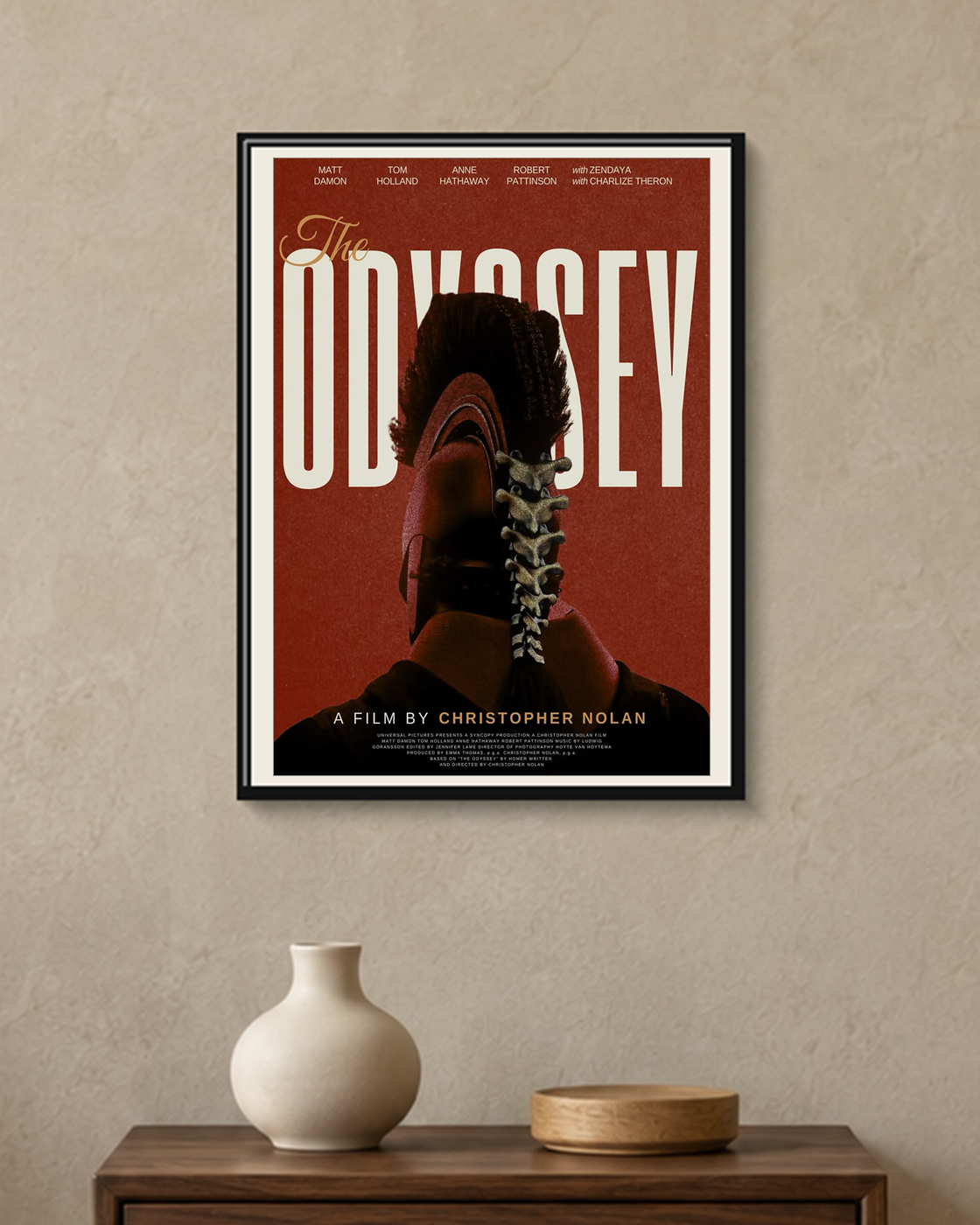 The Odyssey — Journey Home Poster — framed A4 poster mockup with a narrow off-white mat
